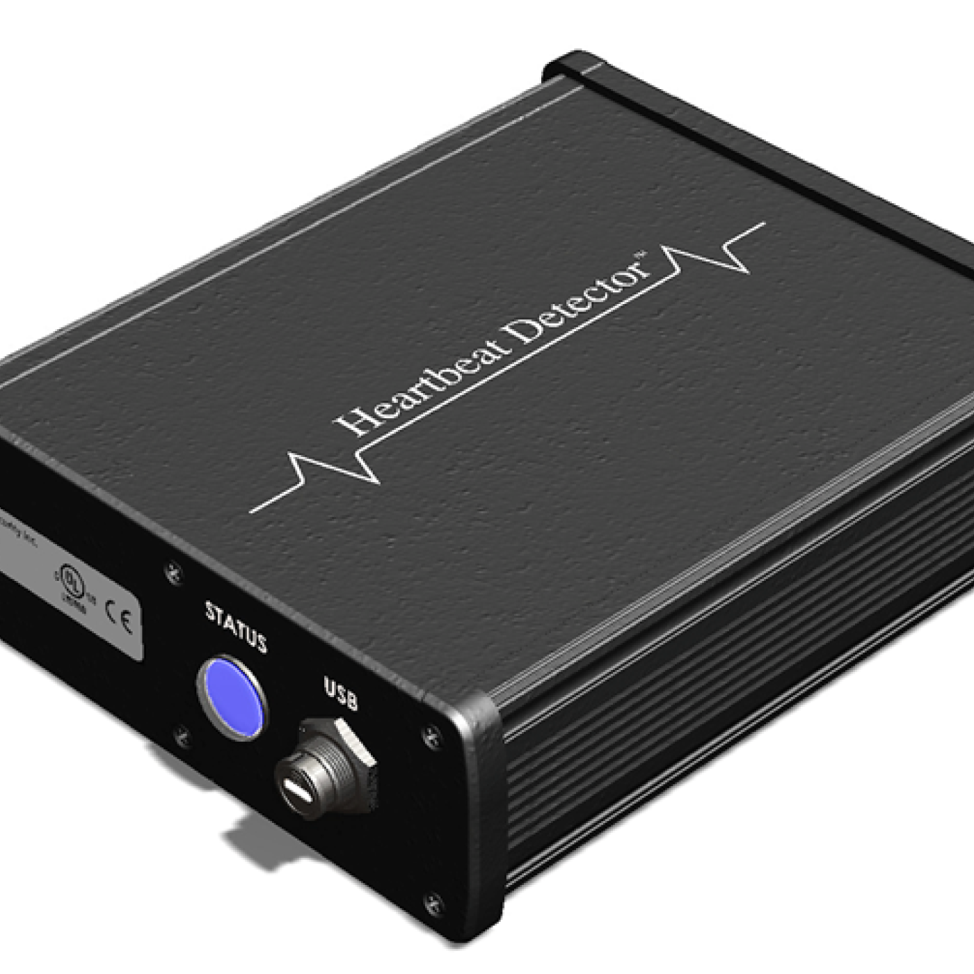 The heartbeat Detector is pictured here, which is a black rectangular box with a heartbeat line and wording on the top to reflect its name